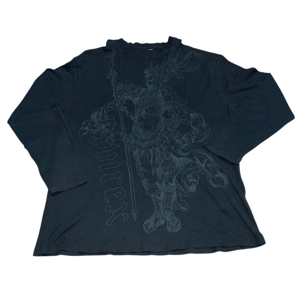 VTG Y2K Avirex Long Sleeve Waffle Knit Thermal XL Knight Grunge Cyber